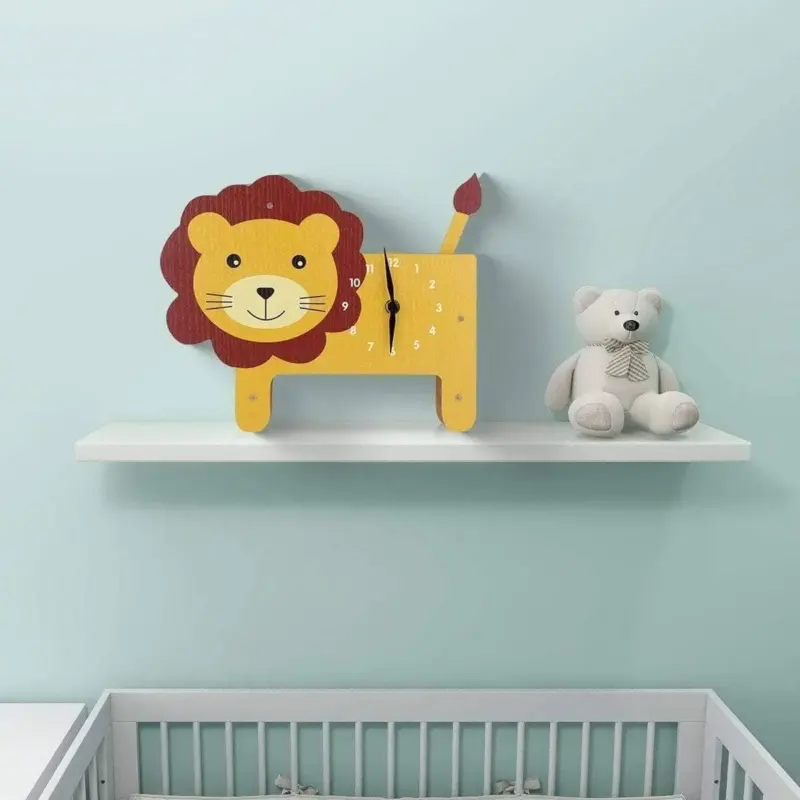 Cartoon Lion Swinging Wall Clock Playful Home Decor