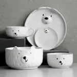 Cartoon Polar Bear Ceramic Plate Bowl Set tag1