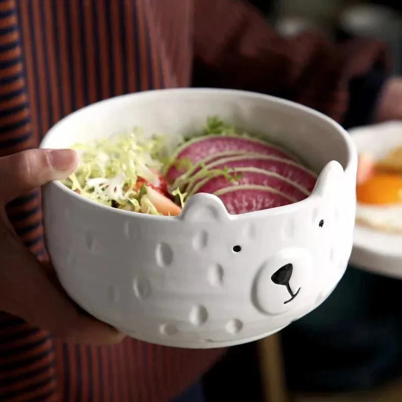 Cartoon Polar Bear Ceramic Plate + Bowl Set -  - #tag1#