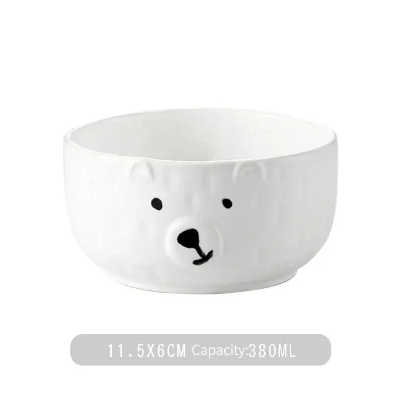 Cartoon Polar Bear Ceramic Plate + Bowl Set -  - #tag1#