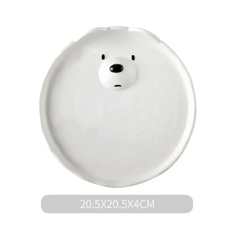 Cartoon Polar Bear Ceramic Plate + Bowl Set -  - #tag1#