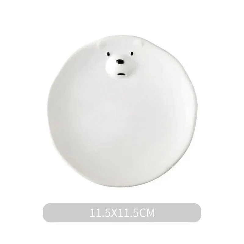 Cartoon Polar Bear Ceramic Plate + Bowl Set -  - #tag1#