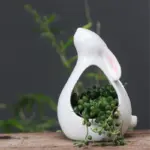 Cartoon Rabbits Flowerpot Charming Ceramic Planters for Home Decor