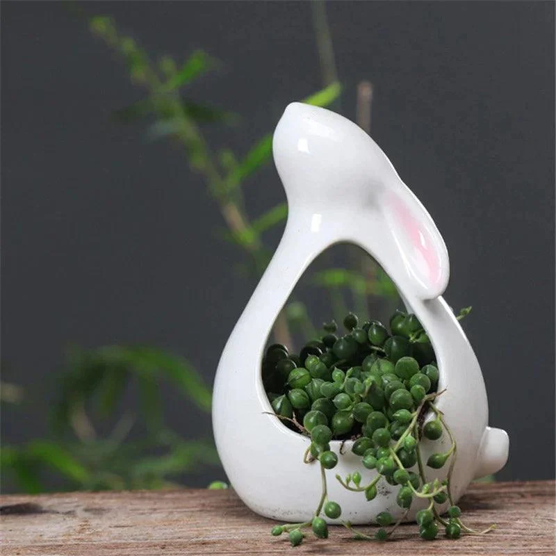 Cartoon Rabbits Flowerpot: Charming Ceramic Planters for Home Décor -