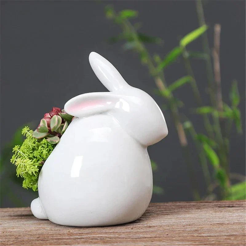 Cartoon Rabbits Flowerpot: Charming Ceramic Planters for Home Décor -