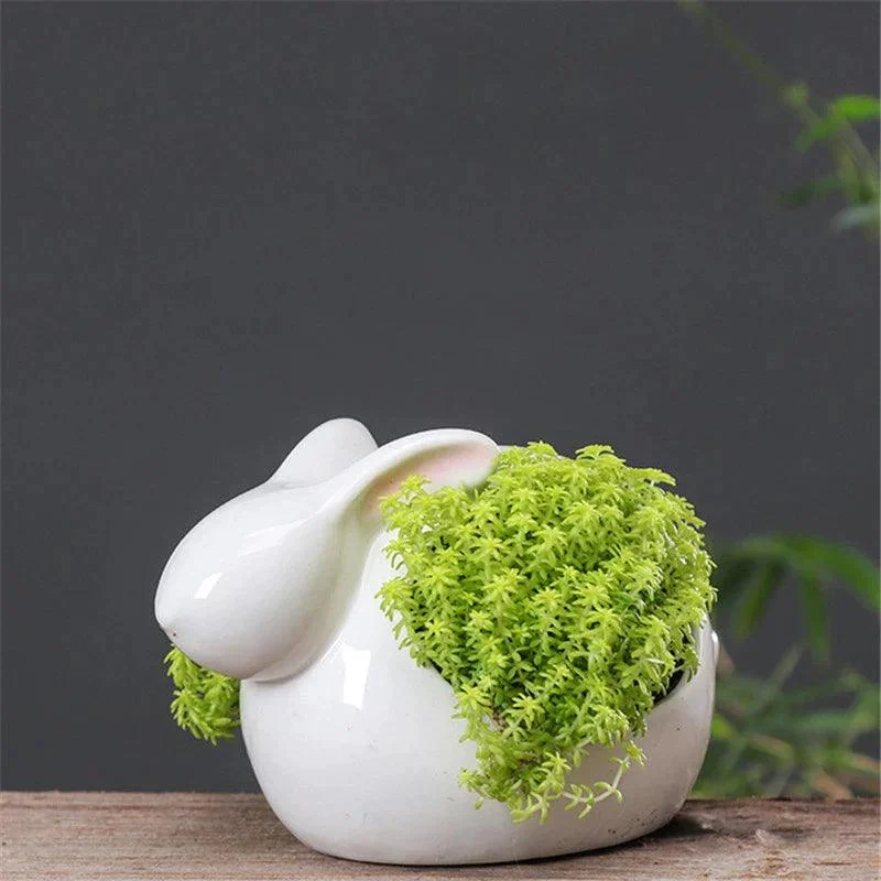 Cartoon Rabbits Flowerpot: Charming Ceramic Planters for Home Décor -