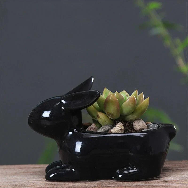 Cartoon Rabbits Flowerpot: Charming Ceramic Planters for Home Décor -