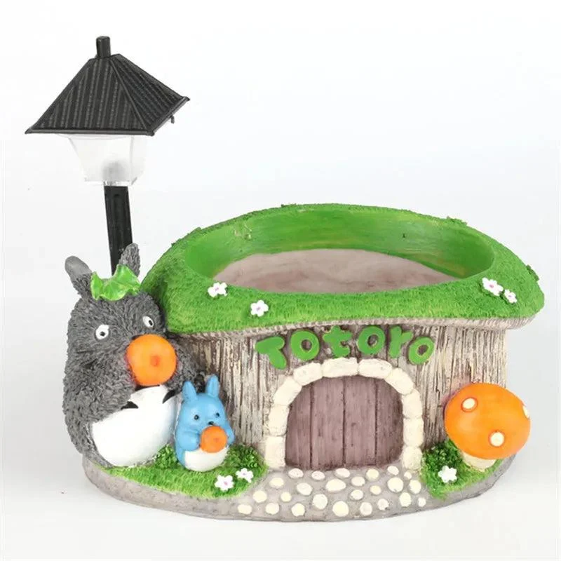 Cartoon Totoro Flower Pot: Creative Garden Decor with LED Light -