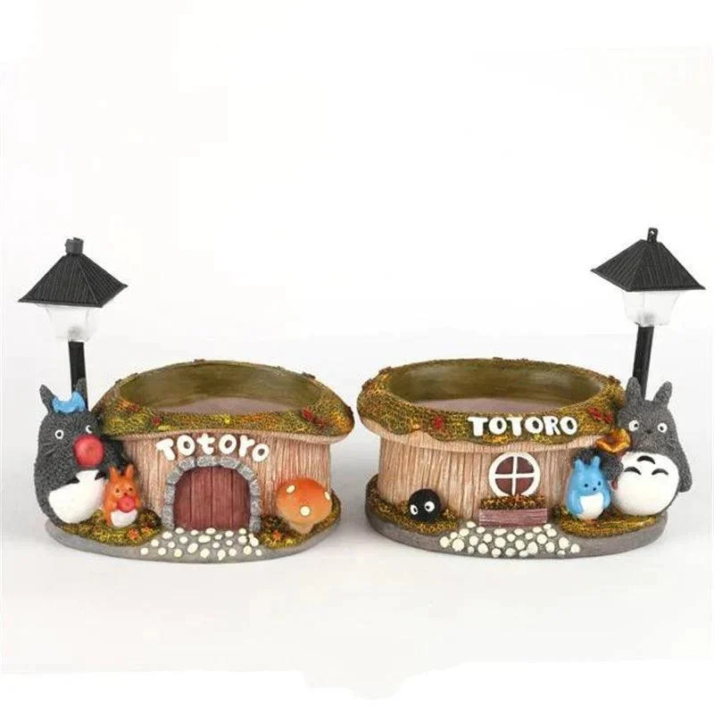 Cartoon Totoro Flower Pot: Creative Garden Decor with LED Light -