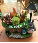 Cartoon Totoro Flower Pot Creative Garden Decor with LED Light