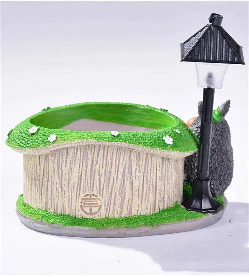 Cartoon Totoro Flower Pot: Creative Garden Decor with LED Light -