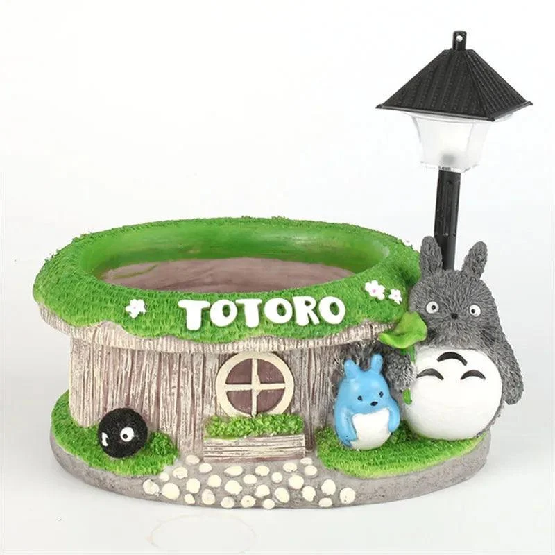 Cartoon Totoro Flower Pot: Creative Garden Decor with LED Light -