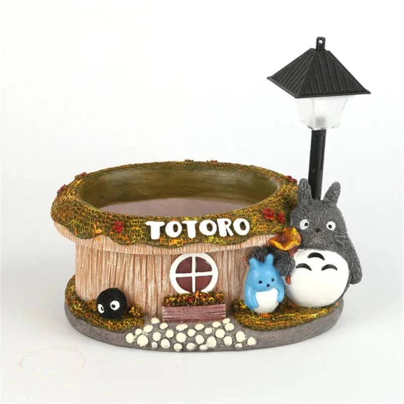 Cartoon Totoro Flower Pot: Creative Garden Decor with LED Light -