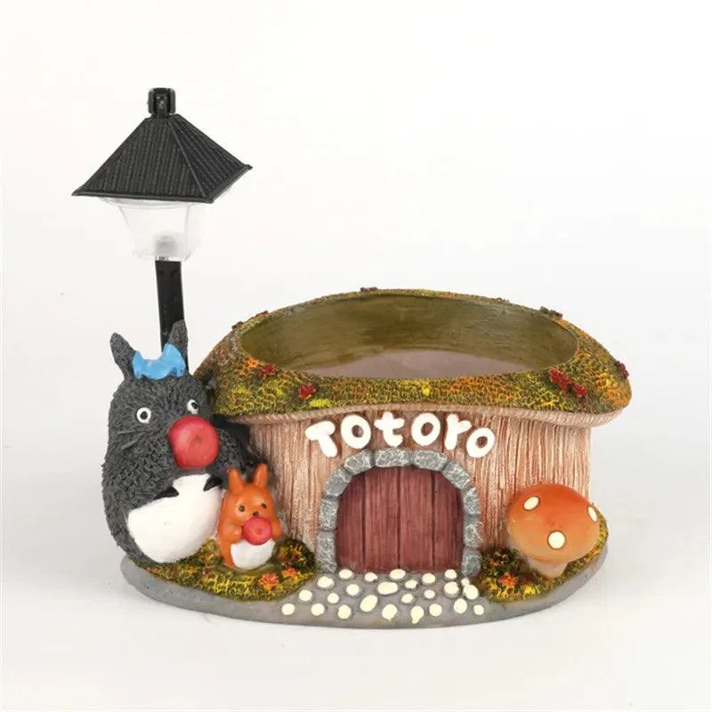 Cartoon Totoro Flower Pot: Creative Garden Decor with LED Light -