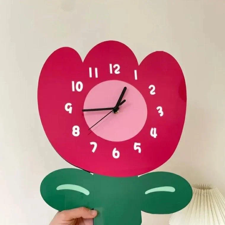 Cartoon Tulip Minimalistic Design Wall Clock -