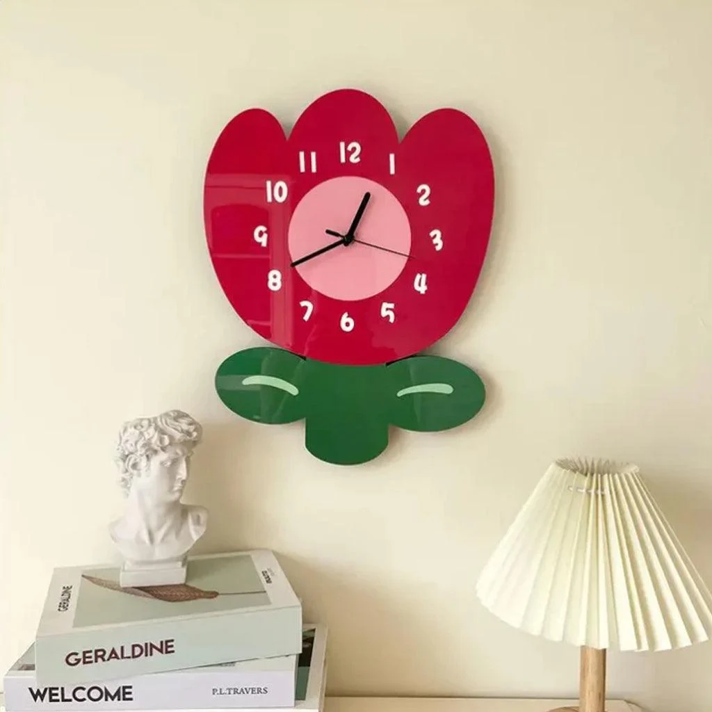 Cartoon Tulip Minimalistic Design Wall Clock -