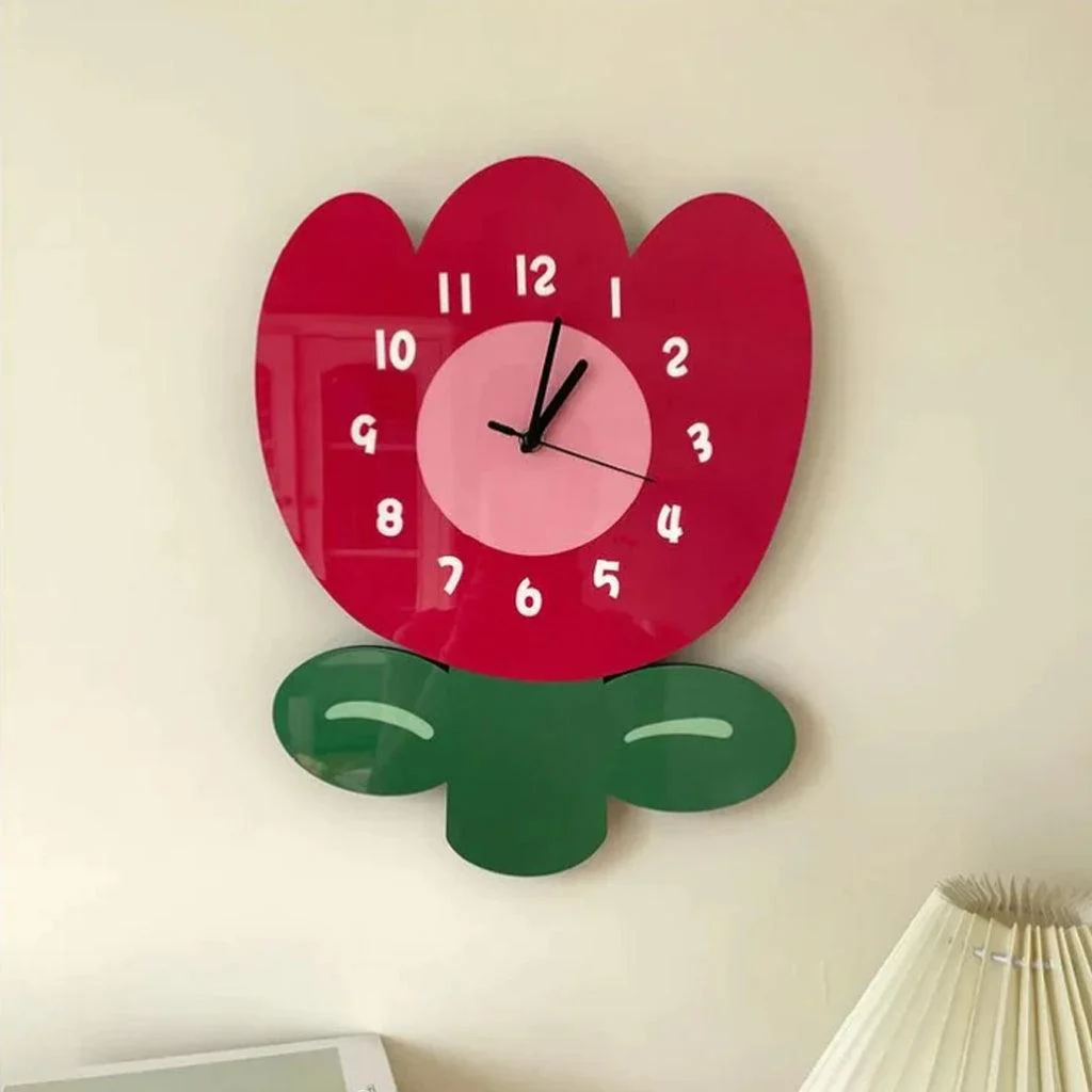 Cartoon Tulip Minimalistic Design Wall Clock -