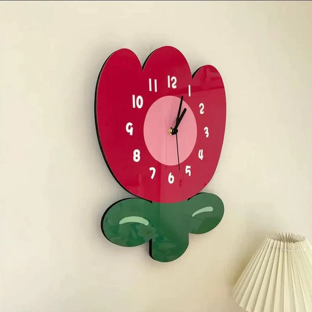 Cartoon Tulip Minimalistic Design Wall Clock -