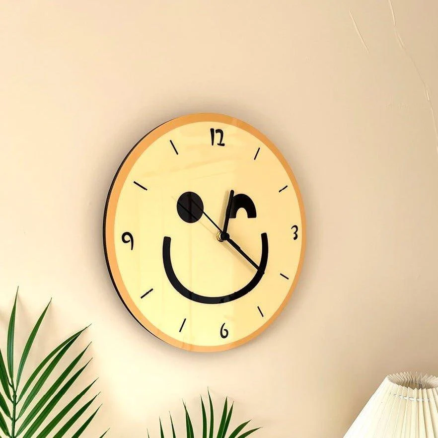 Cartoon Yellow Smiley Face Wall Mounted Clock -  - #tag1#