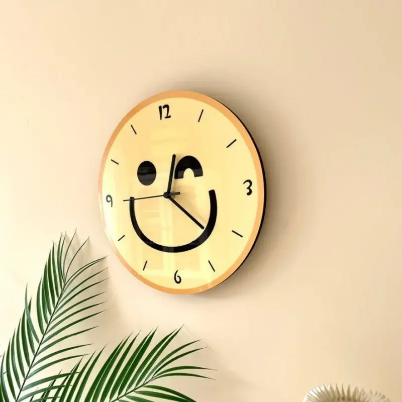 Cartoon Yellow Smiley Face Wall Mounted Clock tag1