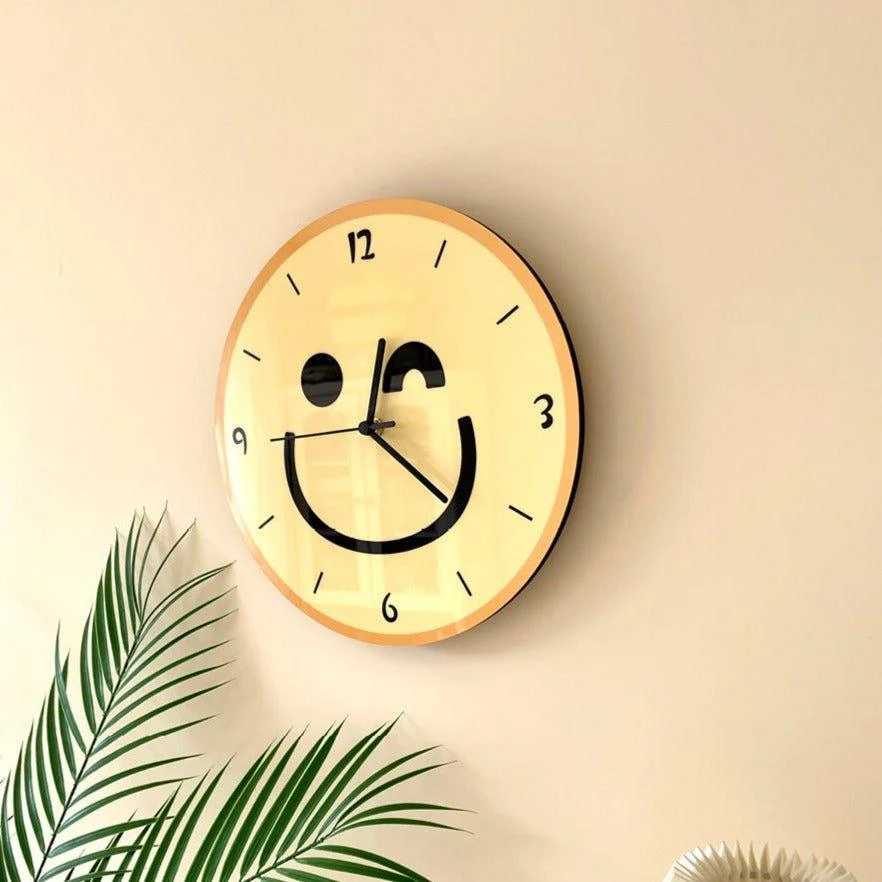 Cartoon Yellow Smiley Face Wall Mounted Clock -  - #tag1#