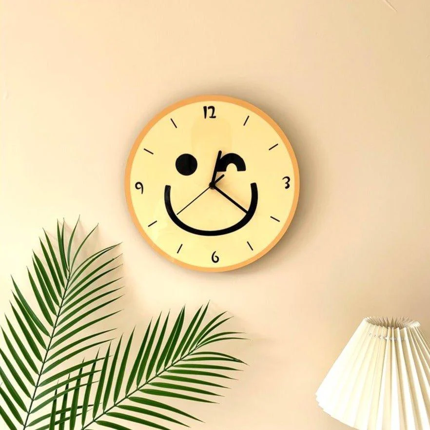 Cartoon Yellow Smiley Face Wall Mounted Clock -  - #tag1#