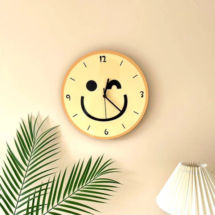 Cartoon Yellow Smiley Face Wall Mounted Clock -  - #tag1#
