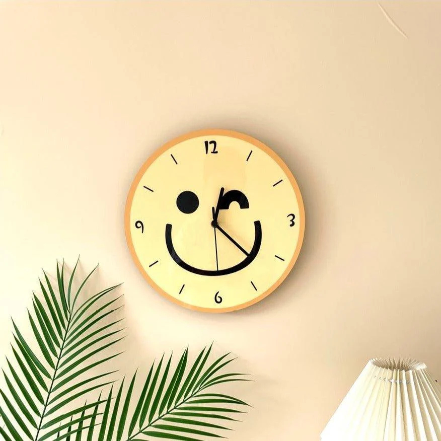 Cartoon Yellow Smiley Face Wall Mounted Clock -  - #tag1#