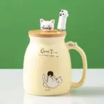 Cartoon cat mug heat resistant ceramic adorable gift