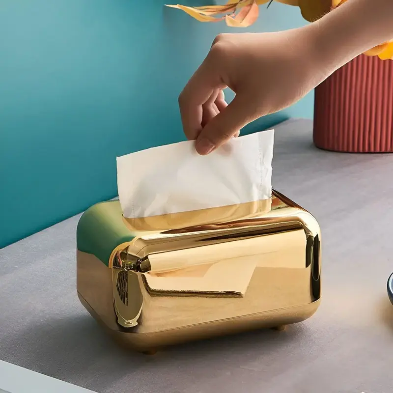 CaseDeluxe Mirror Finish Gold Tissue Box Storage Box Holder Organizer tag1