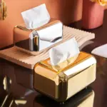 CaseDeluxe Mirror Finish Gold Tissue Box Storage Box Holder Organizer tag1