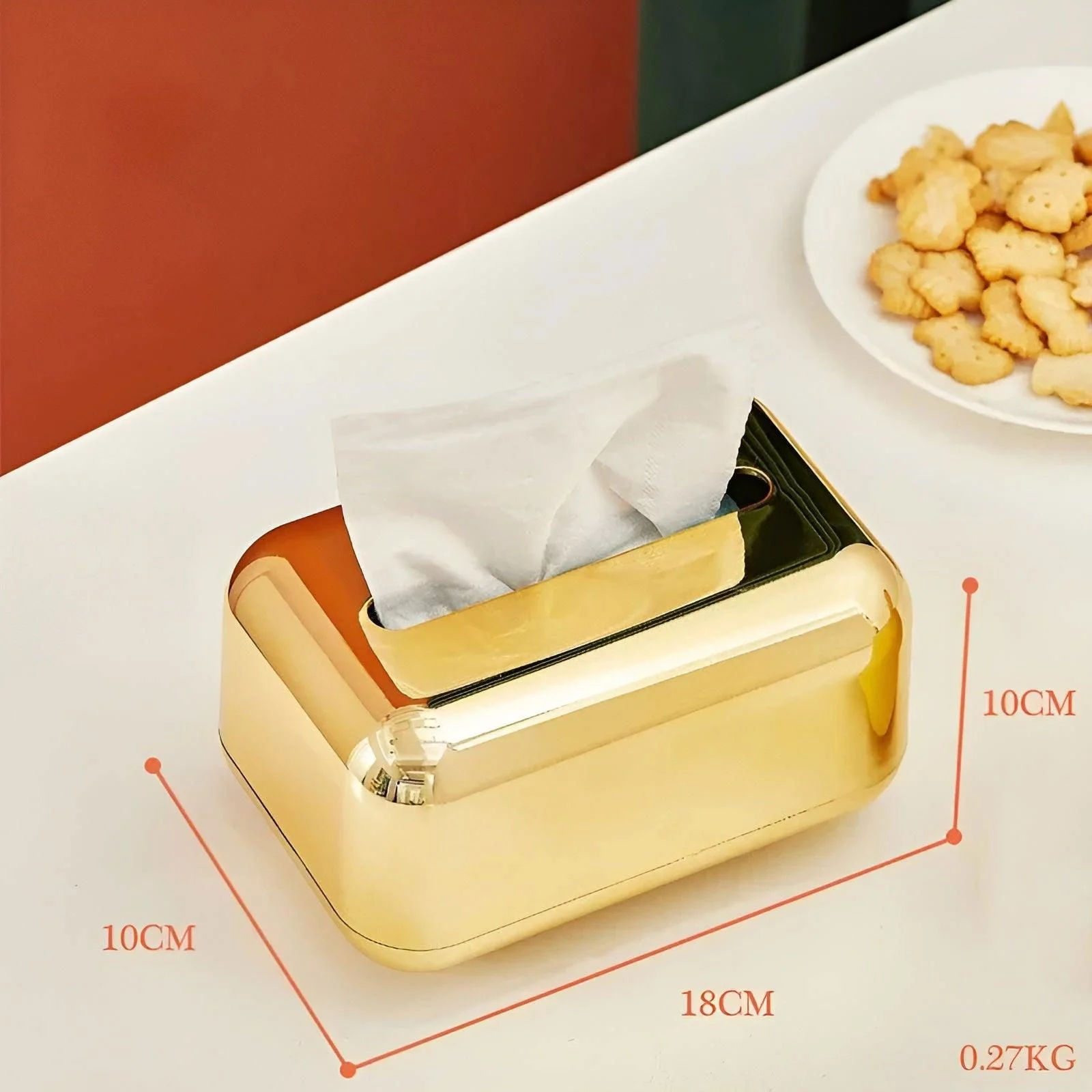 CaseDeluxe - Mirror Finish Gold Tissue Box Storage Box Holder/Organizer -  - #tag1#