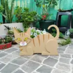 Cat shaped planter KittyPot Garden statue Cat Garden decoration tag1