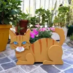 Cat shaped planter KittyPot Garden statue Cat Garden decoration tag1