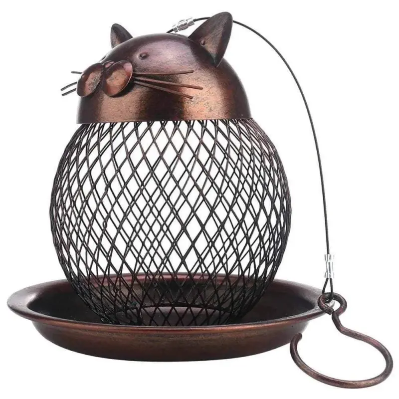 Cat Chicken Bird Feeder Decor Charming Addition to Garden