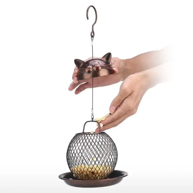 Cat Chicken Bird Feeder Decor Charming Addition to Garden