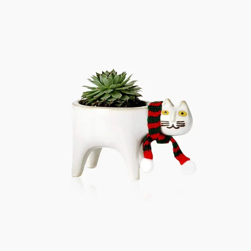 Cat Tail Hand Crafted Flower Pot