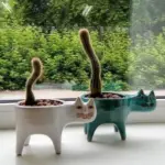 Cat Tail Hand Crafted Flower Pot