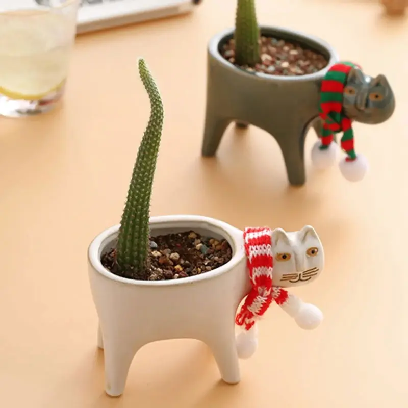 Cat Tail Hand Crafted Flower Pot