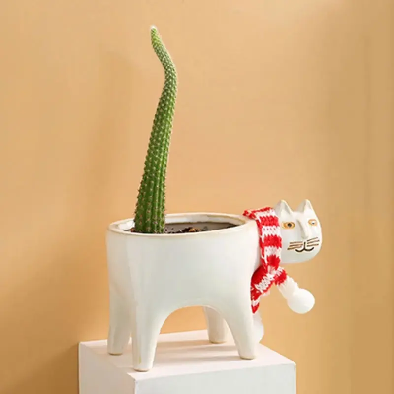 Cat Tail Hand Crafted Flower Pot
