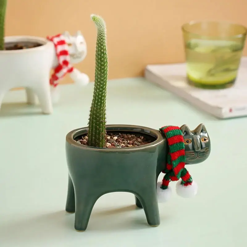 Cat Tail Hand Crafted Flower Pot