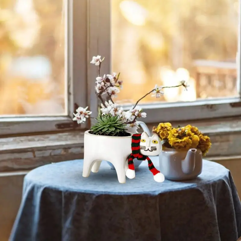 Cat Tail Hand Crafted Flower Pot