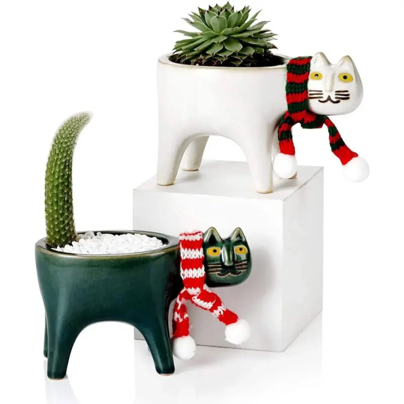 Cat Tail Hand Crafted Flower Pot