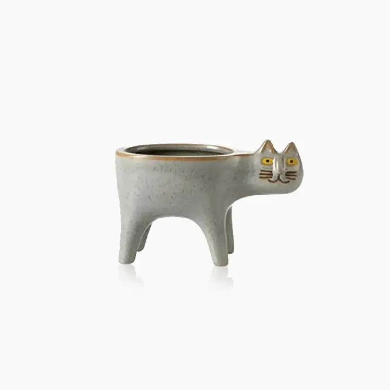 Cat Tail Hand Crafted Flower Pot
