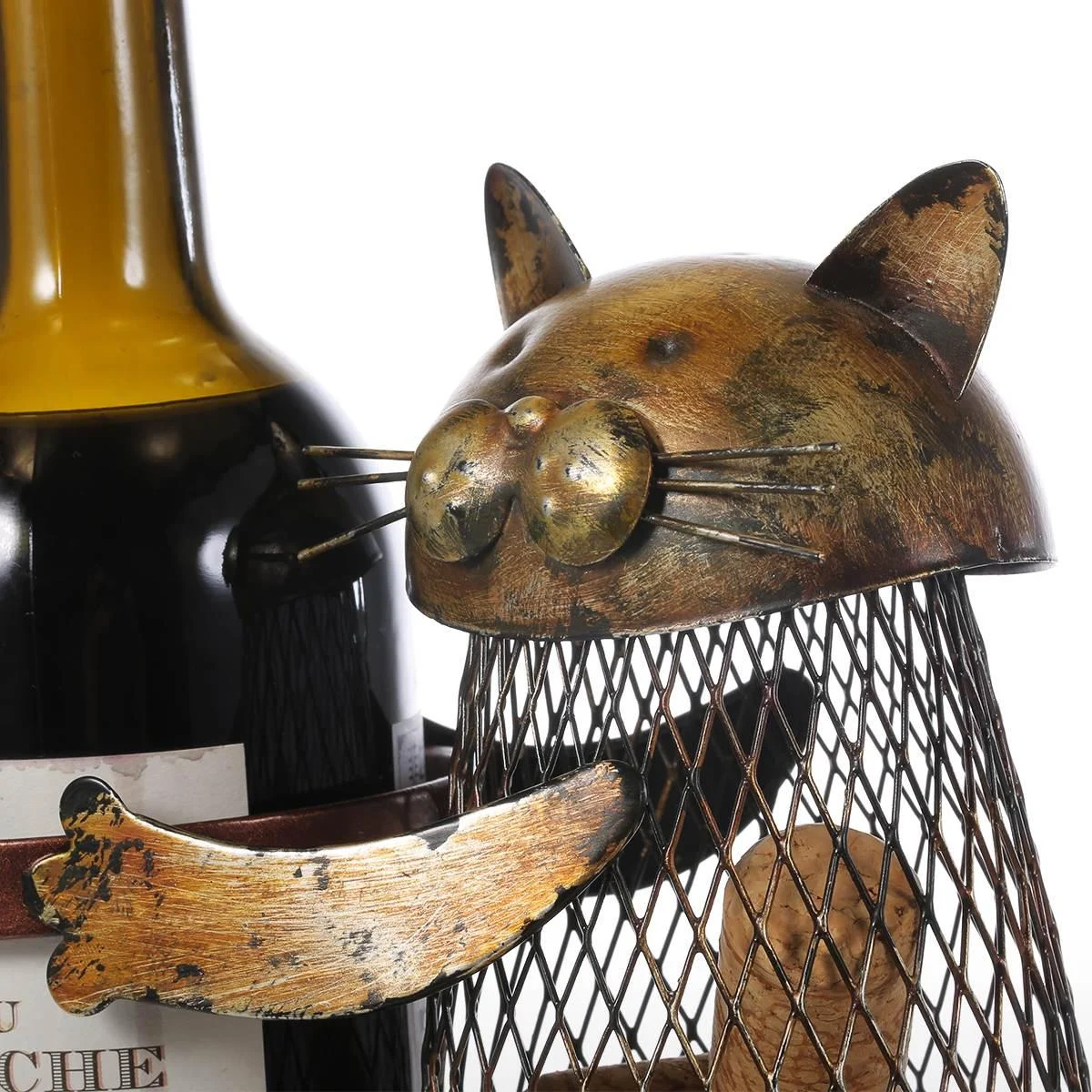 Cat Wine Holder with Cork Containe -