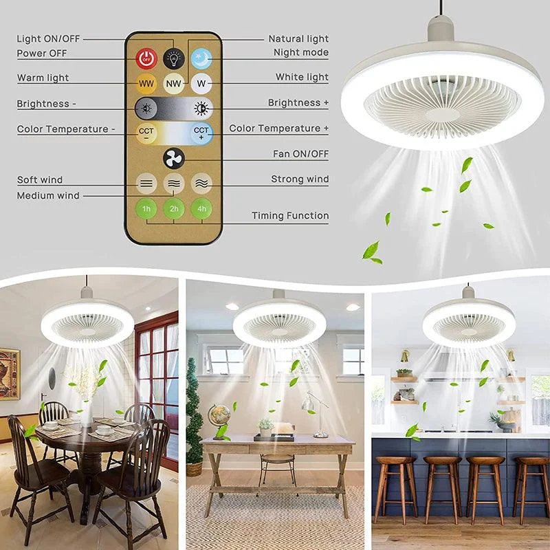 Ceiling Fan with Light, Screw in Any Lamp Socket, with Remote Control -  - #tag1#