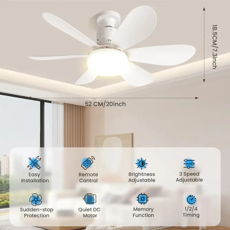 Ceiling Fan with Remote Control and Adjustable LED Lighting tag1