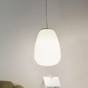 Ceiling Pendant Light - Modern Ribbed Glass Lamp
