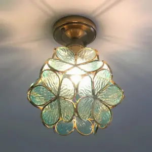 Ceiling lamp - FloralGlow - Retro stained glass - Surface mounting