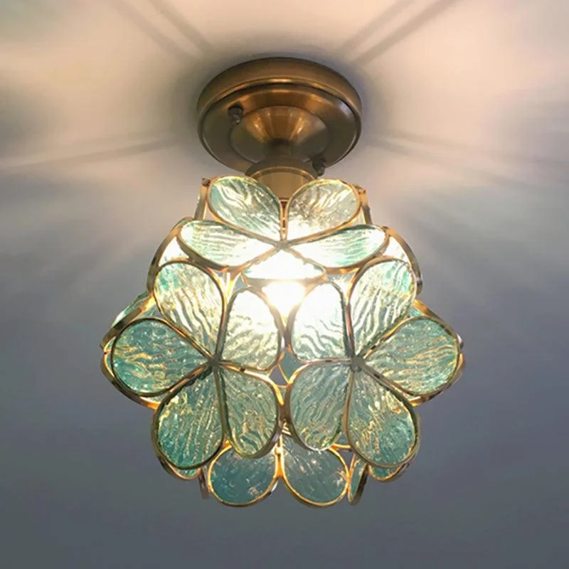 Ceiling lamp - FloralGlow - Retro stained glass - Surface mounting -  - #tag1#